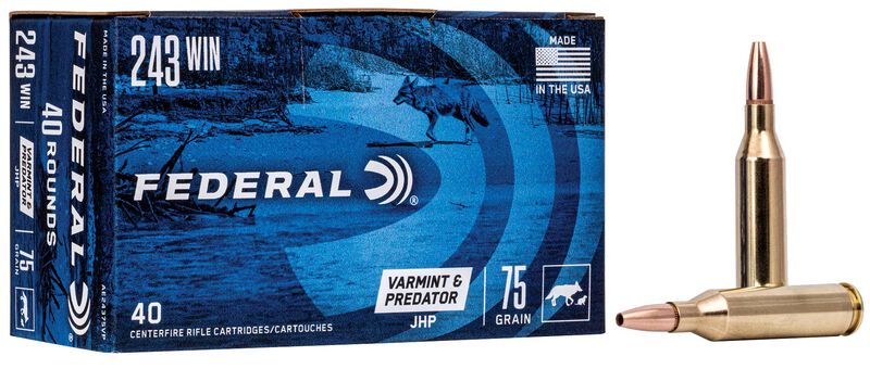 Купить Патрон для нарезного оружия FEDERAL AE (.243 Win.) VARMINT & PREDATOR (JHP)(75grs)(4,86г) в Алматы | Казахстан | Корган Центр