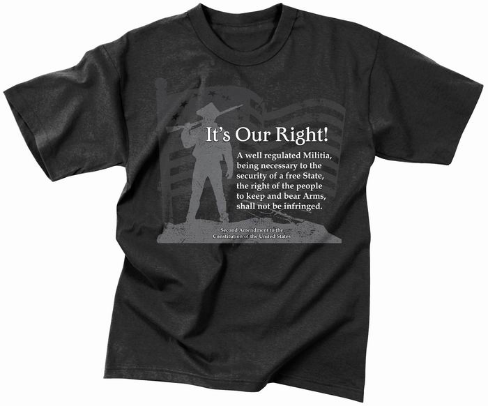 Майка ROTHCO Мод. MILITARY VINTAGE "IT'S OUR RIGHT" (короткий рукав)(poly/cotton)(Black) — одежда для охоты, рыбалки, туризма и города | KORGAN.KZ
