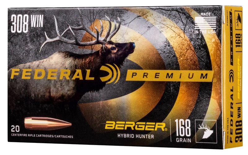 Купить Патрон для нарезного оружия FEDERAL P (.308 Win.) BERGER HYBRID HUNTER (BHH)(168grs)(10,89г) в Алматы | Казахстан | Корган Центр