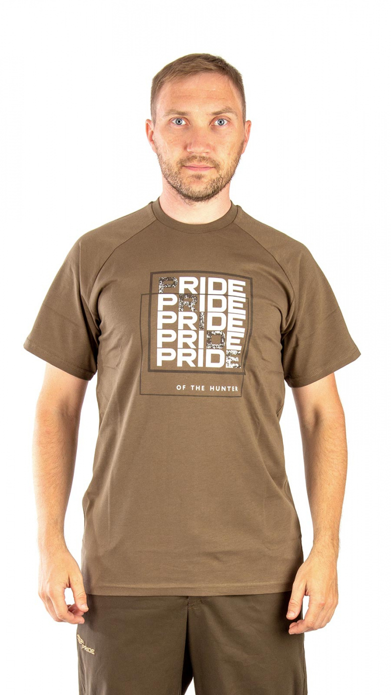 Футболка PRIDE Quadro (Квадро) (хлопок, т.коричневый) — одежда для охоты, рыбалки, туризма и города | KORGAN.KZ