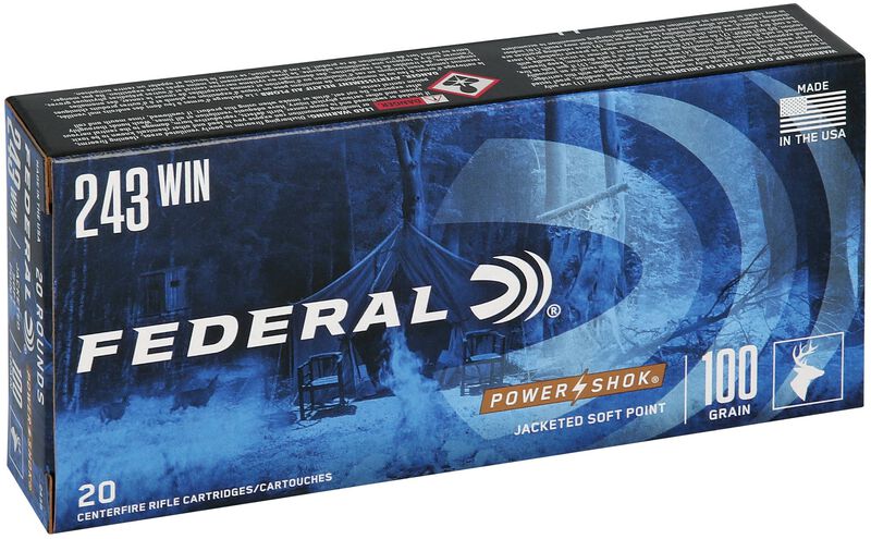 Купить Патрон для нарезного оружия FEDERAL (.243 Win.) POWER-SHOK (SP)(100grs)(6,48г) в Алматы | Казахстан | Корган Центр