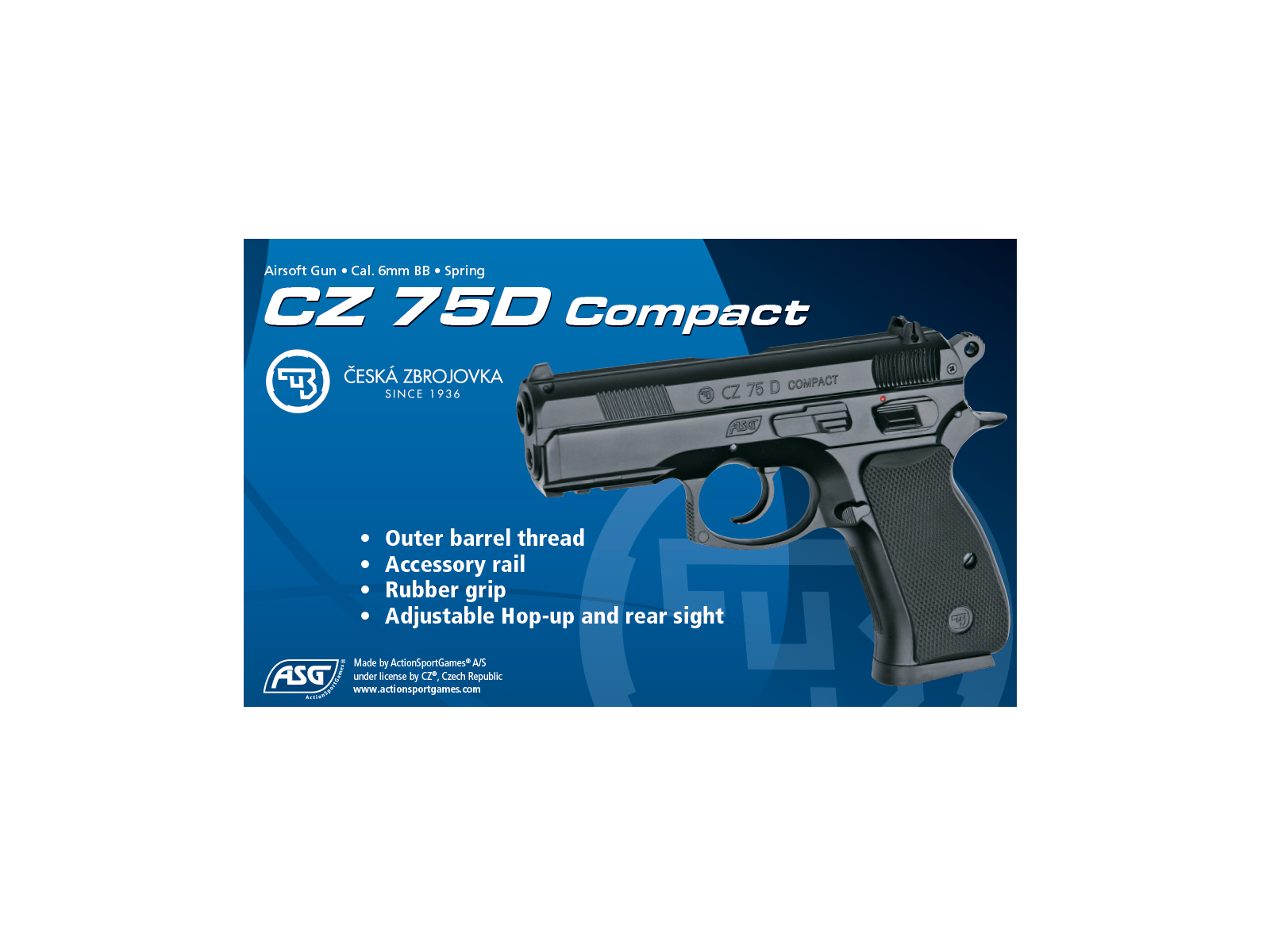  Страйкбольный пистолет ASG Мод. CZ 75D COMPACT С доставкой по Казахстану | Корган Центр | Магазин в Алматы 