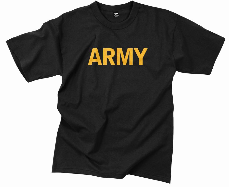 Майка ROTHCO Мод. MILITARY PRINT "ARMY" (короткий рукав)(poly/cotton)(Black) — одежда для охоты, рыбалки, туризма и города | KORGAN.KZ