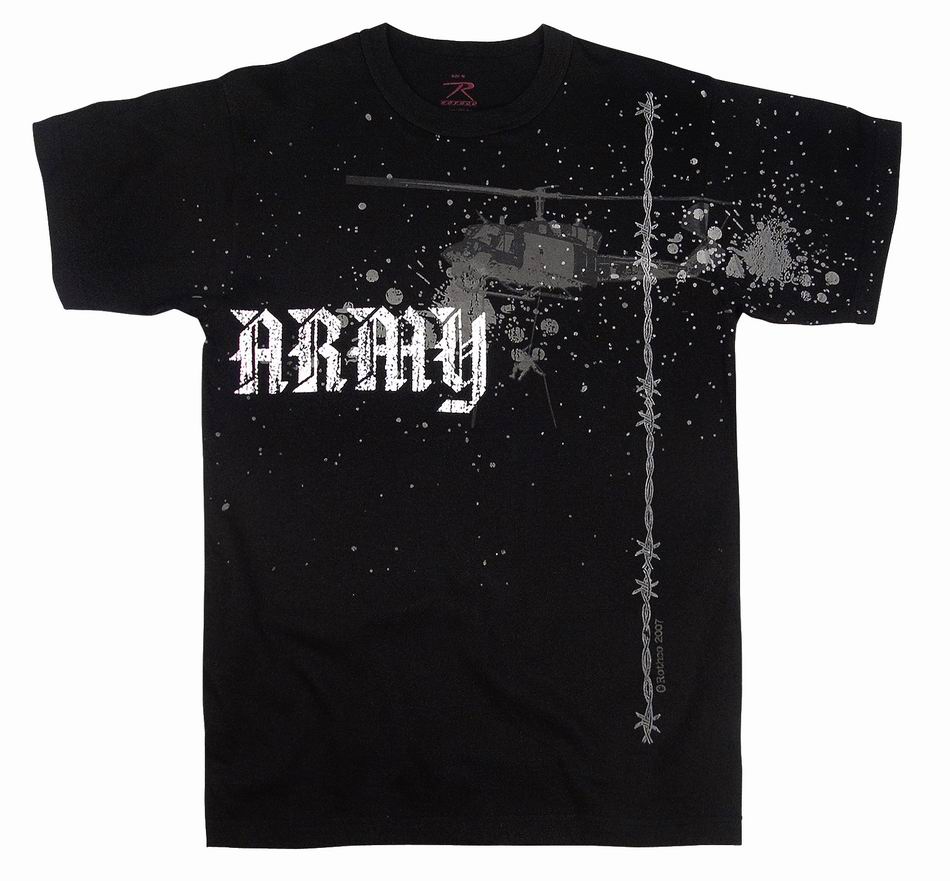 Майка ROTHCO Мод. MILITARY VINTAGE "ARMY-HELICOPTER" (короткий рукав)(poly/cotton)(Black) — одежда для охоты, рыбалки, туризма и города | KORGAN.KZ