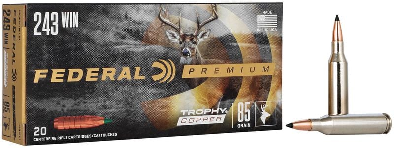 Купить Патрон для нарезного оружия FEDERAL P (.243 Win.) TROPHY COPPER (TC)(85grs)(5,51г) в Алматы | Казахстан | Корган Центр