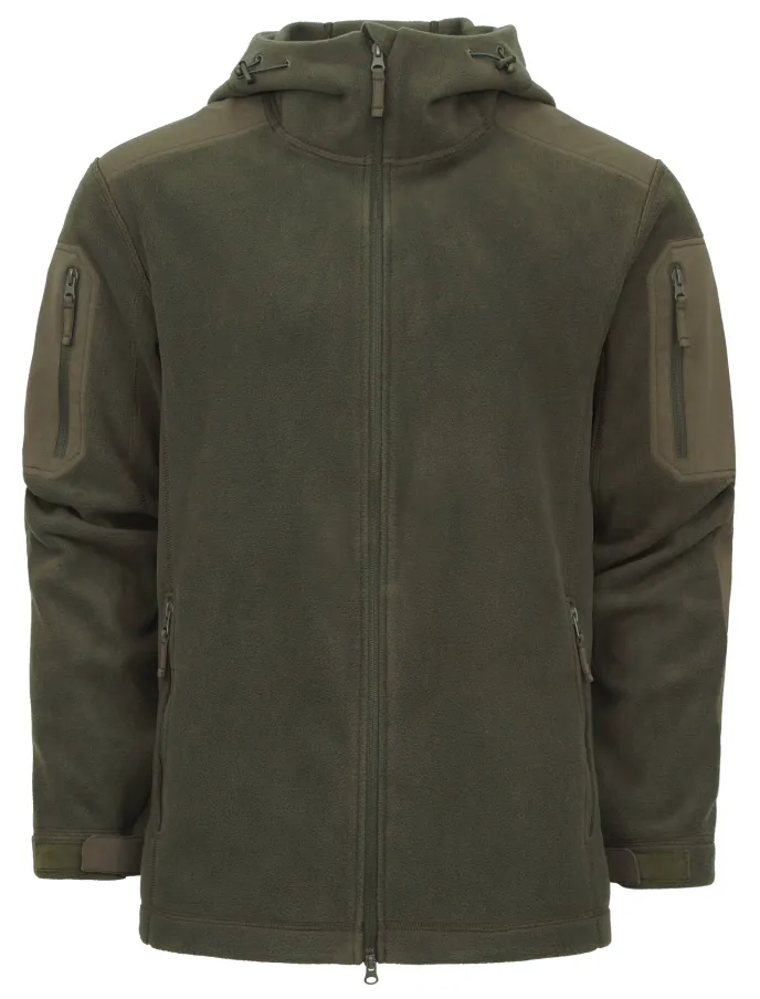 Толстовка мужская флисовая "Дозор". Ткань флис антипиллинг (100% полиэстер, 300 г/кв.м.). Темная олива — одежда для охоты, рыбалки, туризма и города | KORGAN.KZ