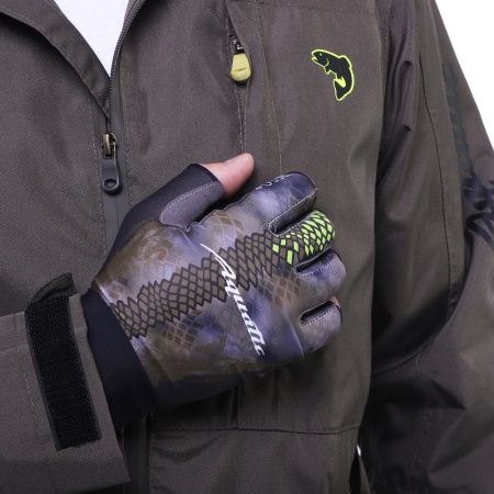 Перчатки для рыбалки летние Aquatic UPF50+ (цвет: carp camo bronze, размер S/M) — технические характеристики, материалы и назначение | KORGAN