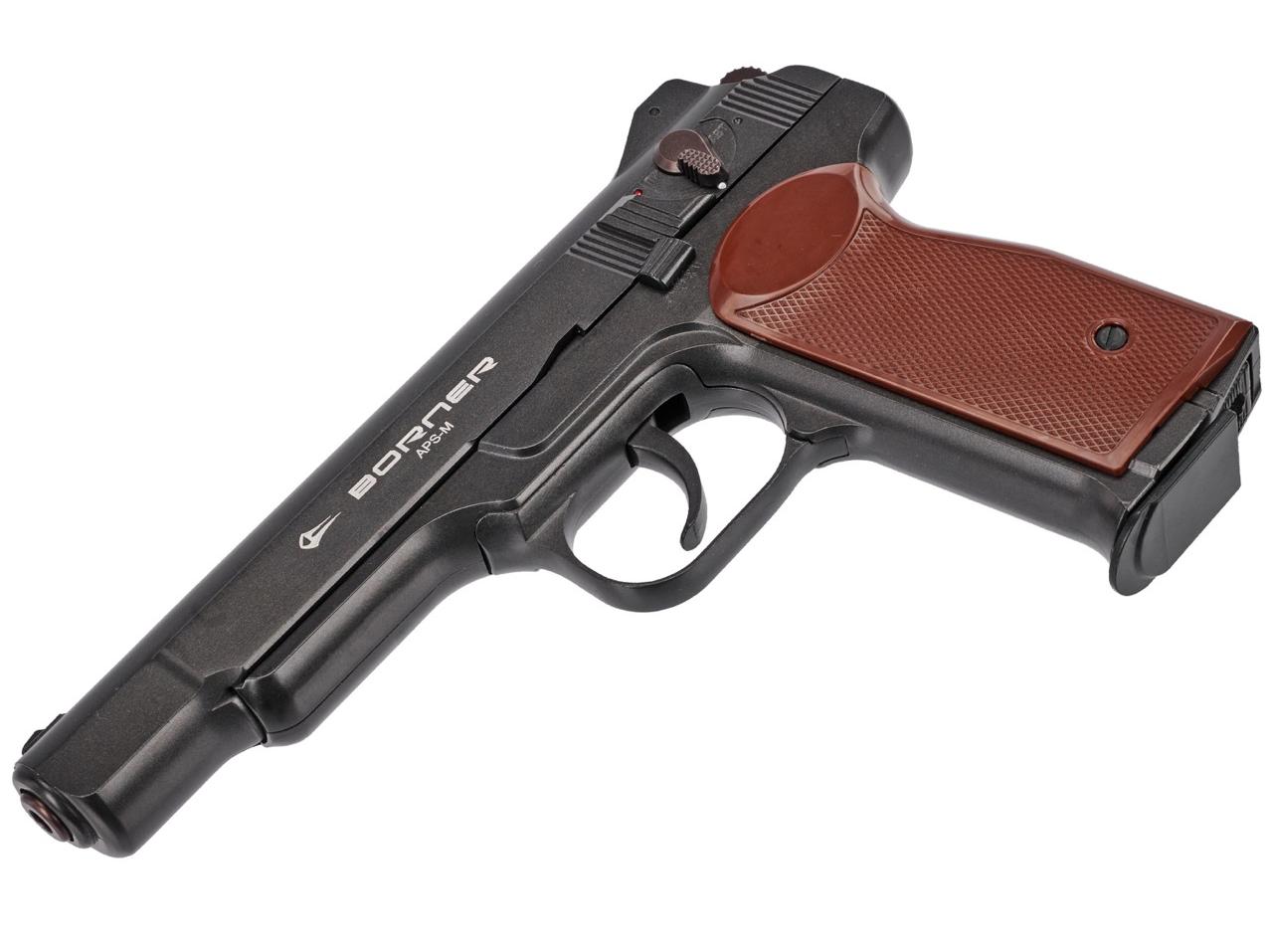 Фото Пистолет Borner APS Black калибр 4.5 mm CO2 (металл)/BB — пневматический пистолет купить в Алматы