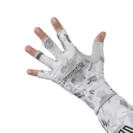 Перчатки для рыбалки летние Aquatic UPF50+ (цвет: WHITE CAMO, размер S/M) — технические характеристики, материалы и назначение | KORGAN