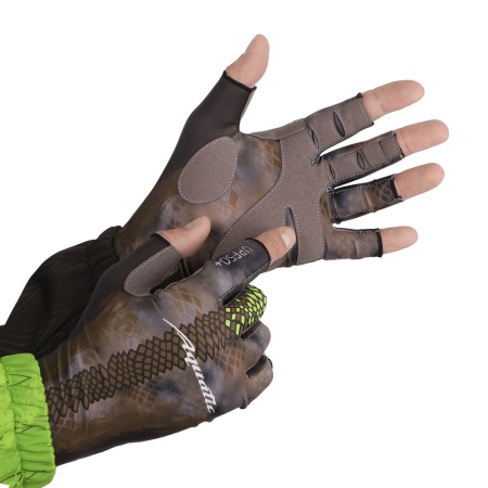 Перчатки для рыбалки летние Aquatic UPF50+ (цвет: carp camo bronze, размер L/XL) — технические характеристики, материалы и назначение | KORGAN