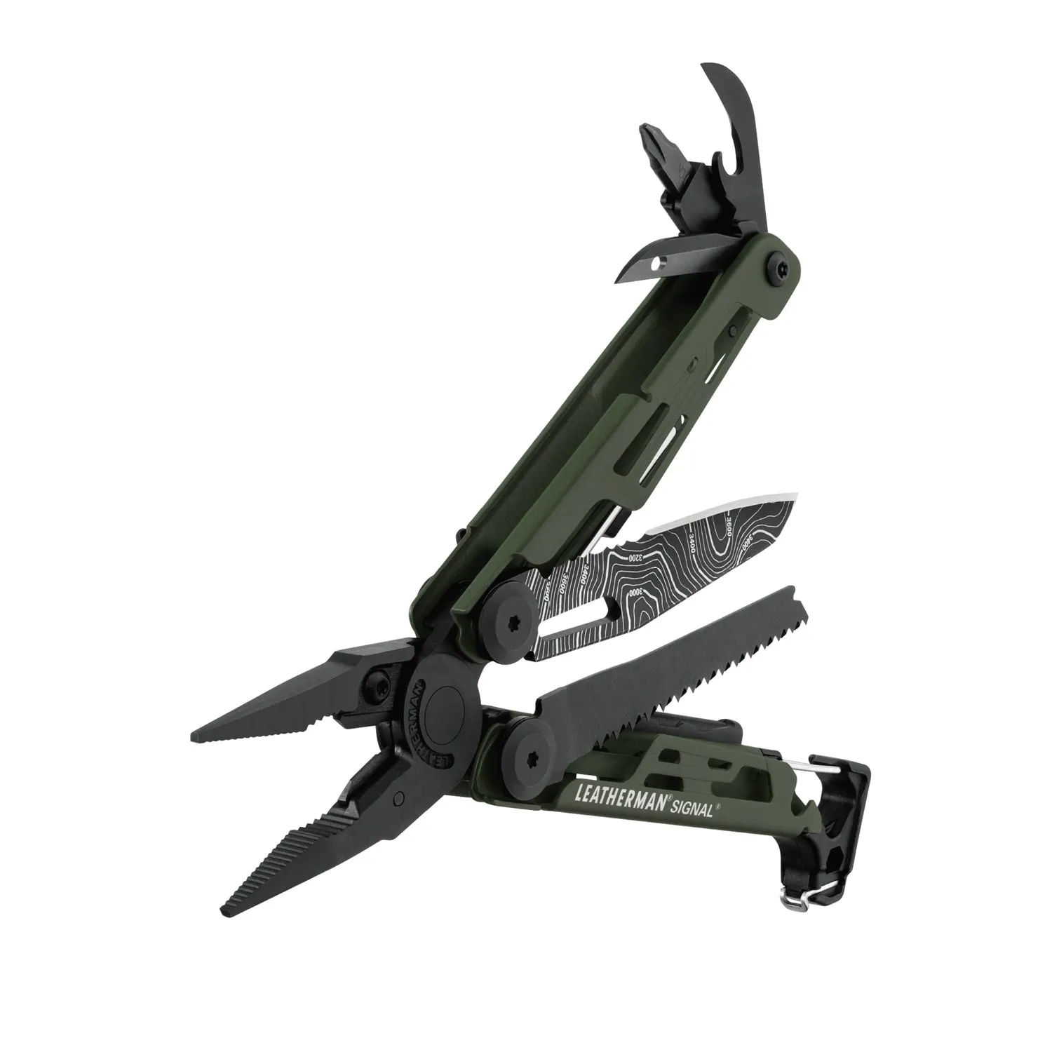 Мультиинструмент LEATHERMAN Мод. SIGNAL BLACK GREEN TOPO для охоты и туризма в Алматы, Казахстан