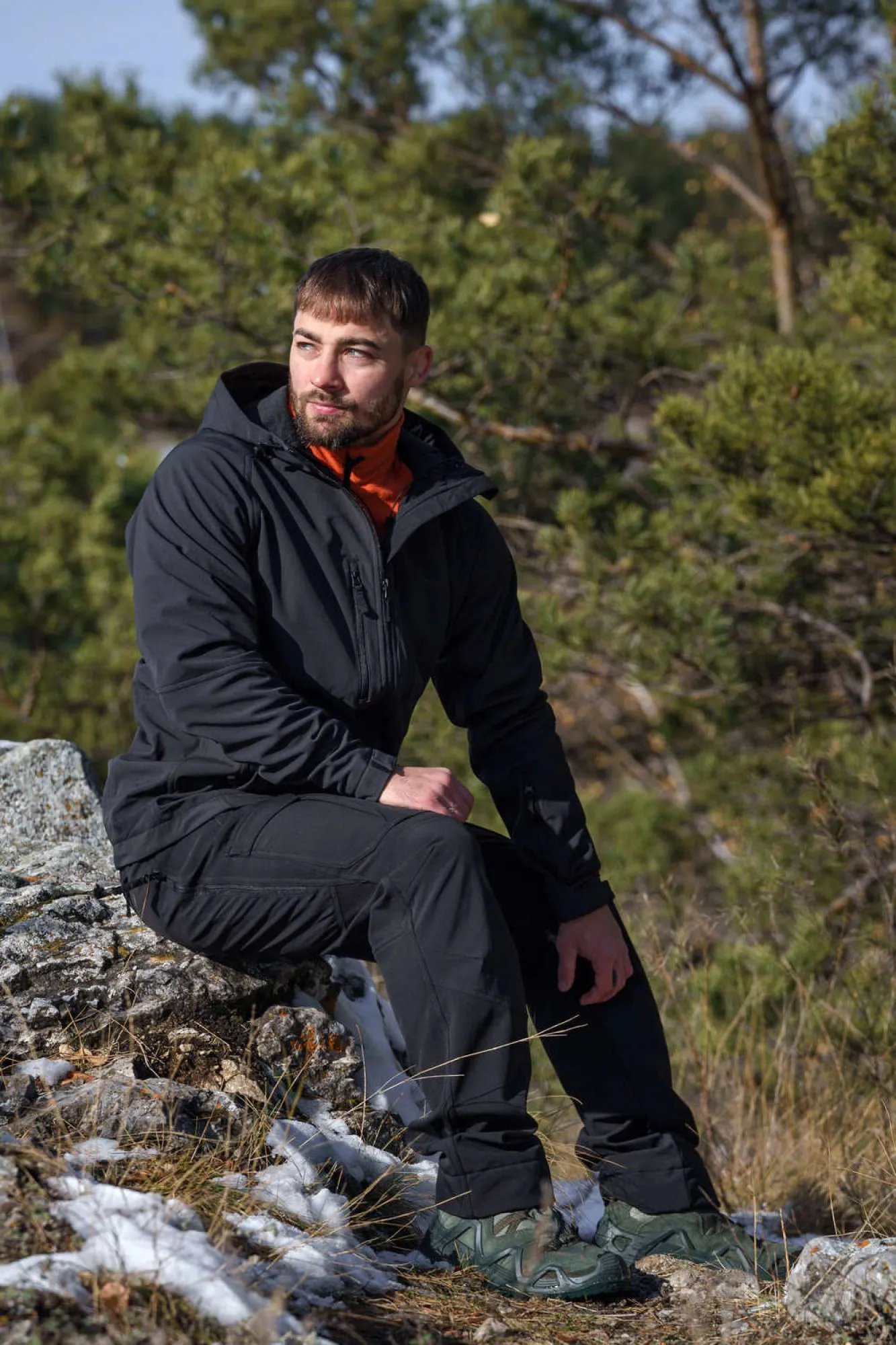 Брюки мужские "Extreme".Ткань софт-шелл на флисе (88%нейлон/12%эластан). Мембрана 10000мм/10000 г/м2/24 часа. Teflon. Черный — брюки и шорты для охоты, рыбалки и туризма | KORGAN.KZ