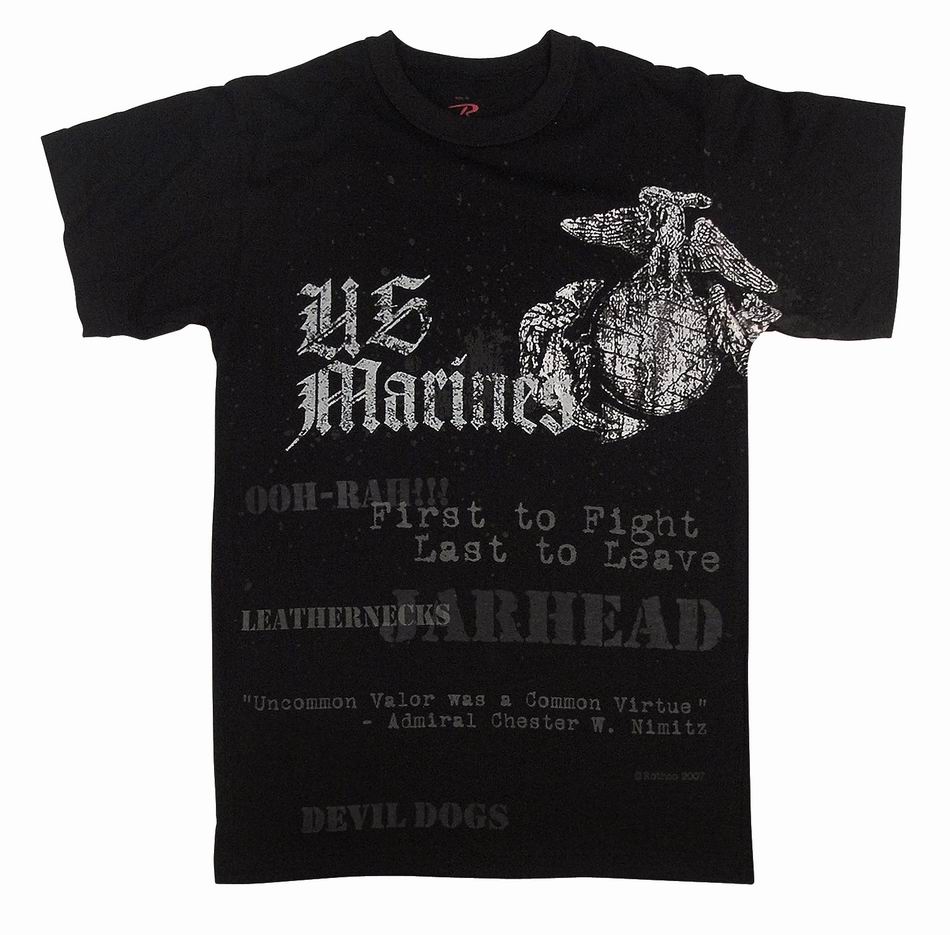 Майка ROTHCO Мод. MILITARY VINTAGE "U.S. MARINES GLOBE&ANCHOR" (короткий рукав)(poly/cotton)(Black) — одежда для охоты, рыбалки, туризма и города | KORGAN.KZ