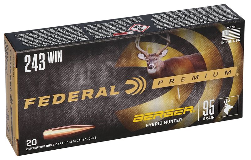 Купить Патрон для нарезного оружия FEDERAL P (.243 Win.) BERGER HYBRID HUNTER (BHH)(95grs)(6,16г) в Алматы | Казахстан | Корган Центр