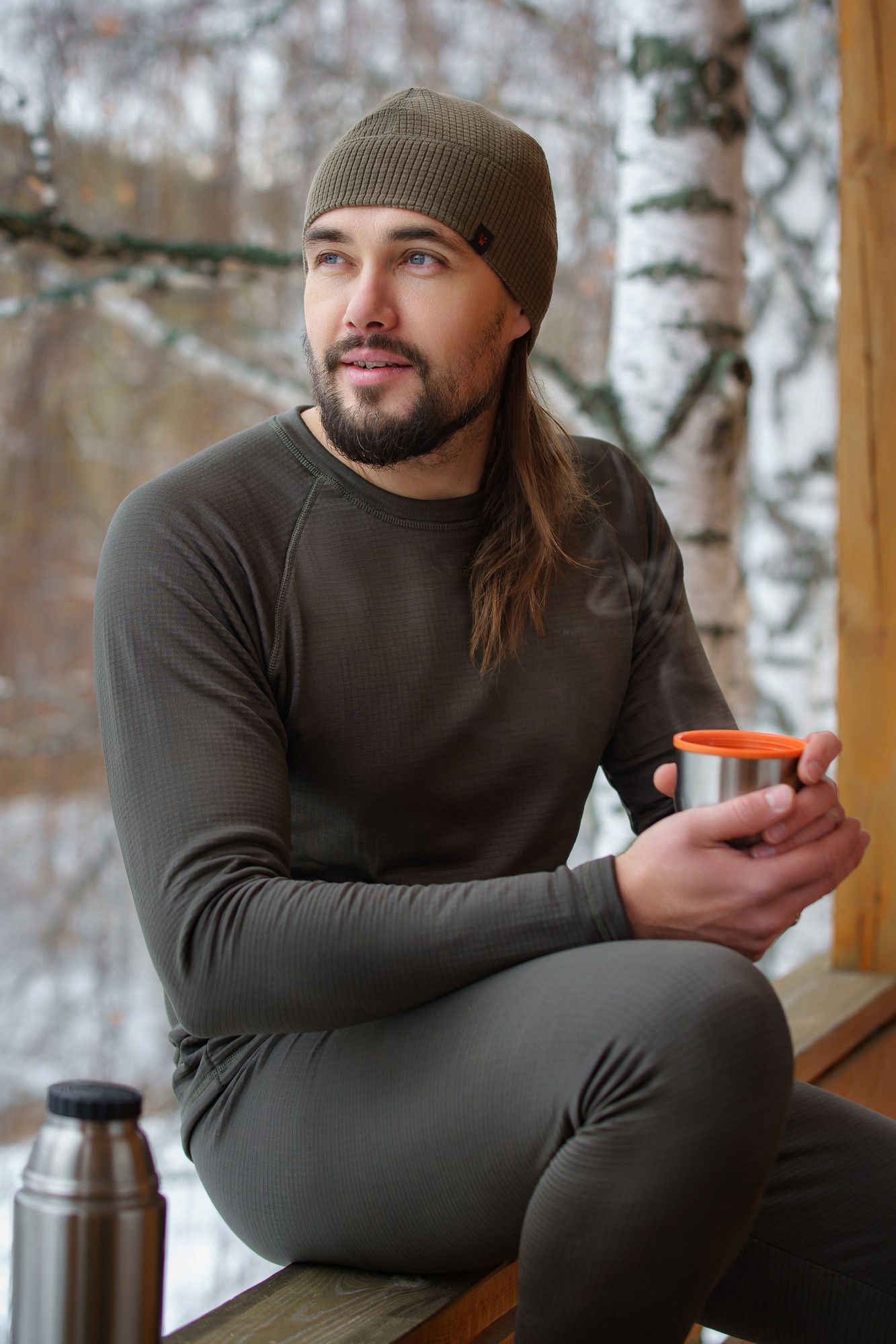 Термобелье мужское "Optimum" (фуфайка). Ткань трикотаж рип-стоп (95% полиэстер/5%эластан, 220 г./кв.м) 4-way stretch. Черный. — куртки, жилеты, маскировочные костюмы, одежда для рыбалки и охоты | KORGAN Казахстан