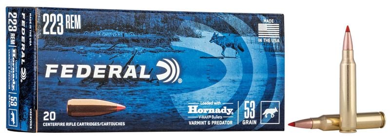 Купить Патрон для нарезного оружия FEDERAL (.223 Rem.) VARMINT & PREDATOR (Hornady V-MAX)(53grs)(3,43г) в Алматы | Казахстан | Корган Центр