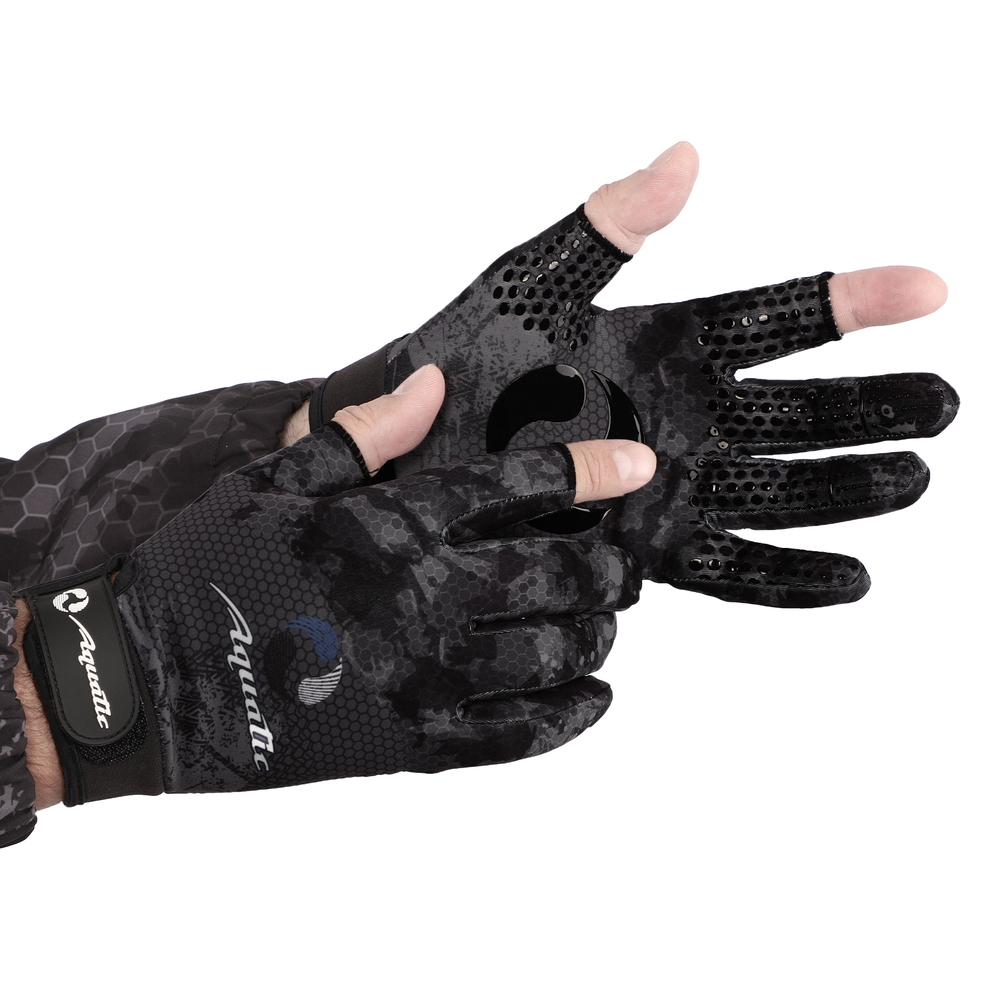Перчатки демисезонные без пальцев softshell ПЧ-10 (Цвет - CAMO BLACK, размер M, фирменная печать AQUATIC) — технические характеристики, материалы и назначение | KORGAN