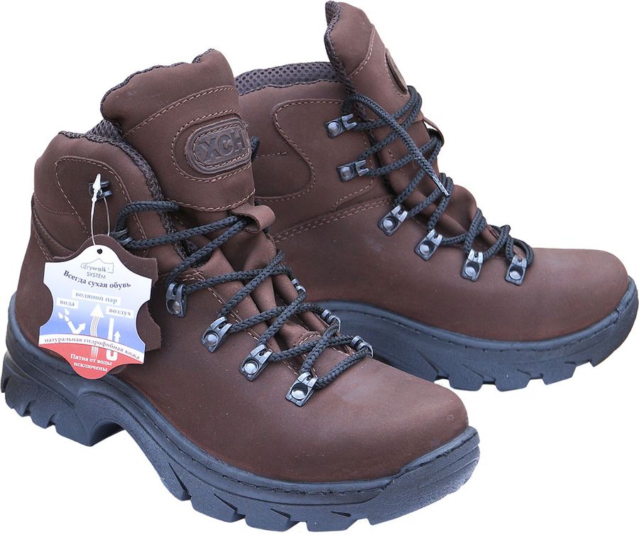 Ботинки летние ХСН Трекинг VIP (нубук) (коричневый) (камбрель+airtex) — обувь, стельки и уход за обувью | KORGAN.KZ
