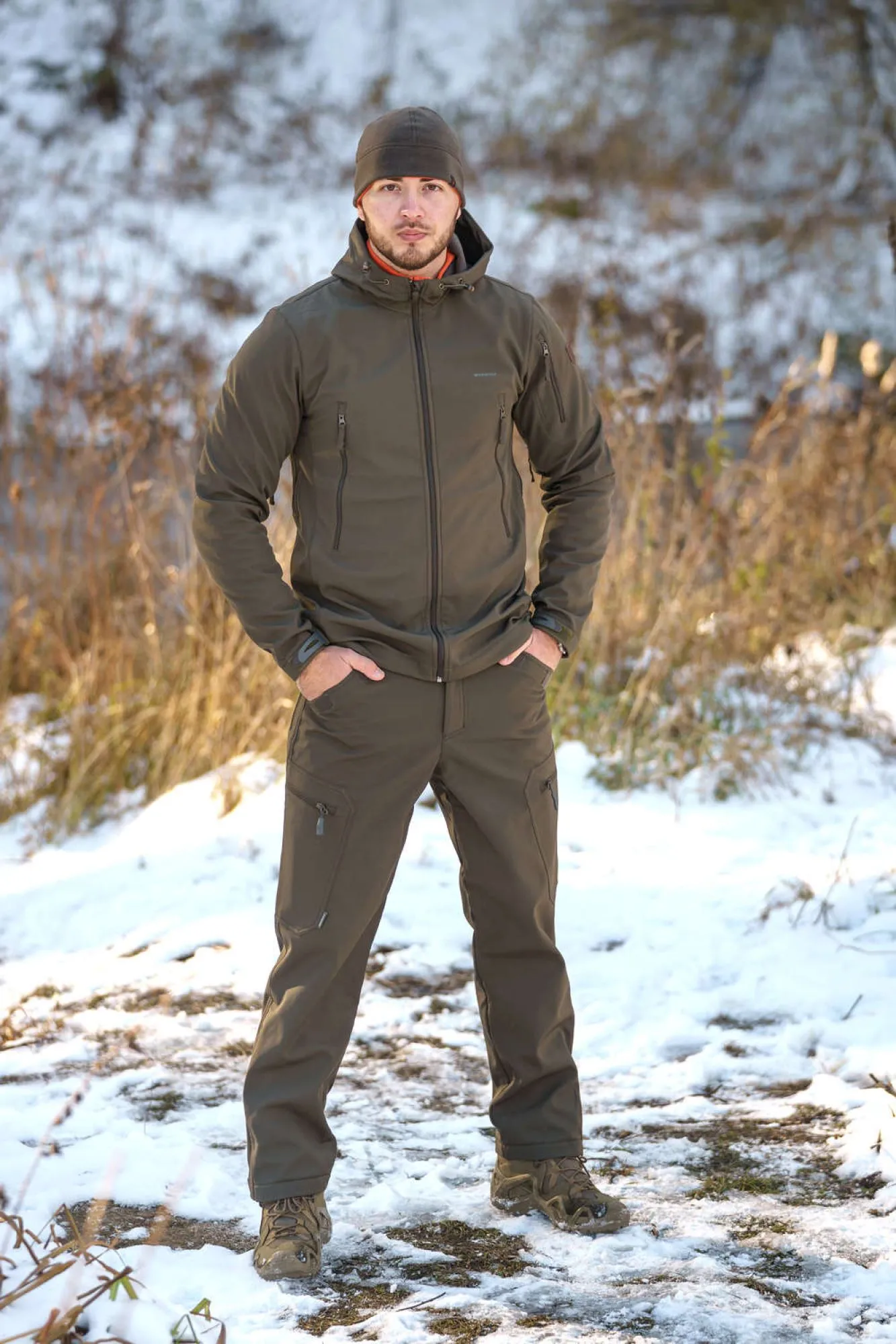 Куртка мужская "Ranger". Ткань софт-шелл на флисе (95%полиэстер/5%эластан). Мембрана 10000мм/10000 г/м2/24 часа.WR.Темная олива — куртки, жилеты, маскировочные костюмы, одежда для рыбалки и охоты | KORGAN Казахстан