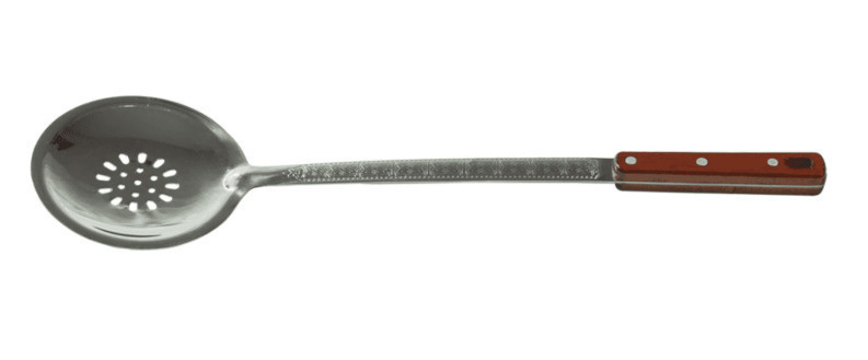 Шумовка из нержавеющей стали 46,5 см с деревянной ручкой — портативный гриль, барбекю или мангал для отдыха на природе в Алматы