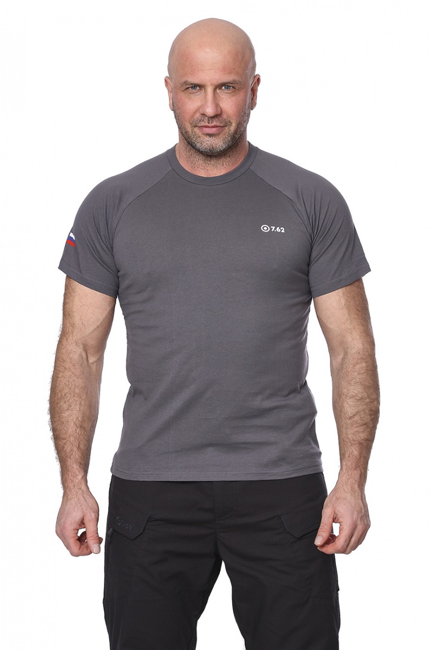 Футболка "Mini Logo T-Shirt"(Мини лого) (хлопок, серый) — одежда для охоты, рыбалки, туризма и города | KORGAN.KZ