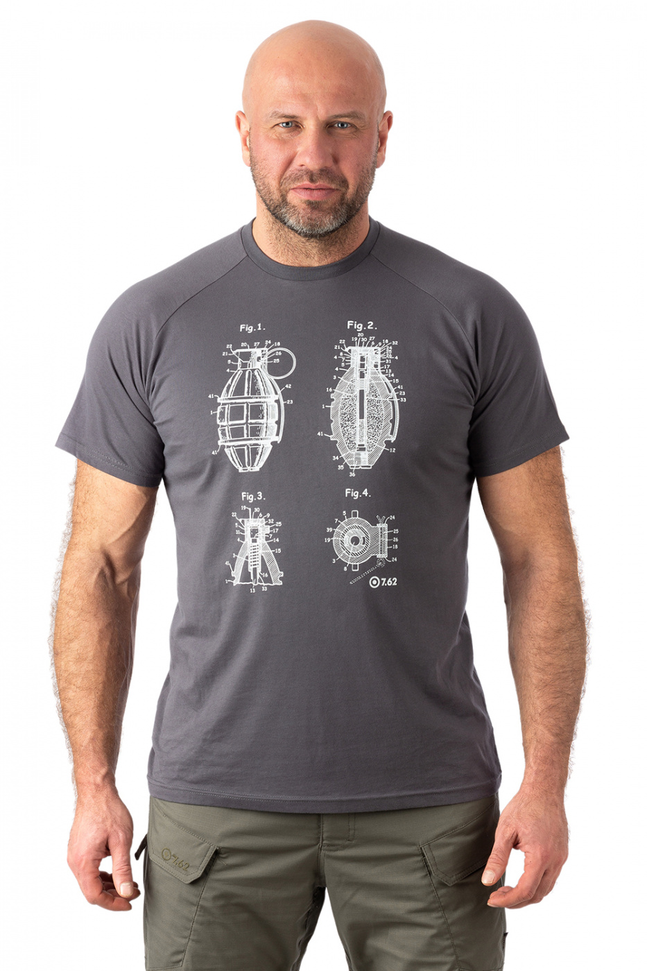 Футболка 7.62 Grenade (Гренейд) (хлопок, серый) — одежда для охоты, рыбалки, туризма и города | KORGAN.KZ