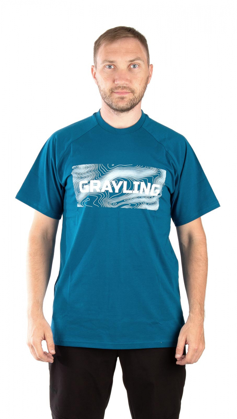 Футболка GRAYLING Riverbad (Ривербед) (хлопок, синий) — одежда для охоты, рыбалки, туризма и города | KORGAN.KZ