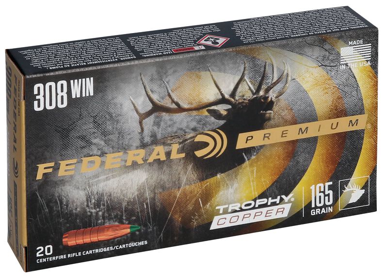 Купить Патрон для нарезного оружия FEDERAL P (.308 Win.) TROPHY COPPER (TC)(165grs)(10,69г) в Алматы | Казахстан | Корган Центр