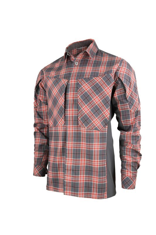 Рубашка мужская Freedom. Ткань фланель (60% хлопок/40% полиэстер, 180 г.кв.м.). Peach. Серый — одежда для охоты, рыбалки, туризма и города | KORGAN.KZ