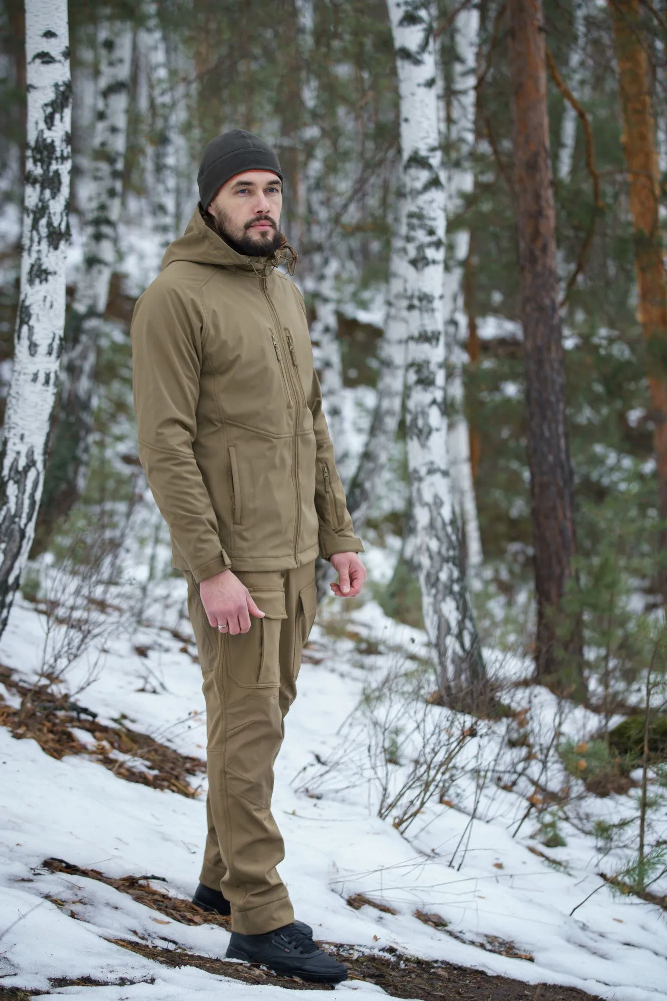 Брюки мужские "Extreme".Ткань софт-шелл на флисе (88%нейлон/12%эластан). Мембрана 10000мм/10000 г/м2/24 часа Teflon. Темная олива — брюки и шорты для охоты, рыбалки и туризма | KORGAN.KZ