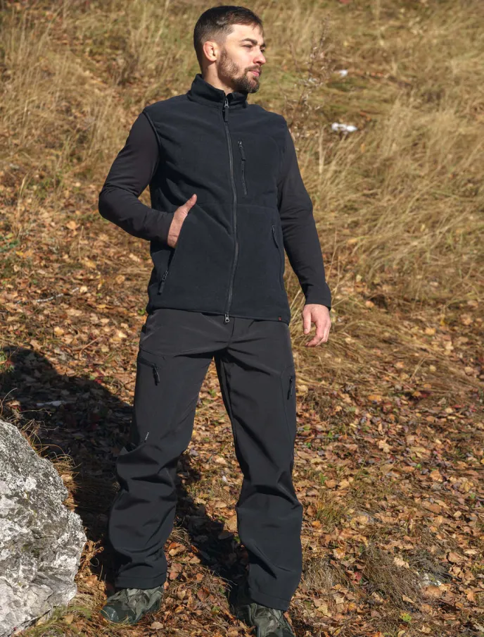 Жилет мужской флисовый .  Ткань флис антипиллинг (100% полиэстер, 302 г/кв.м.) Синий для рыбалки и охоты в Алматы, Казахстан