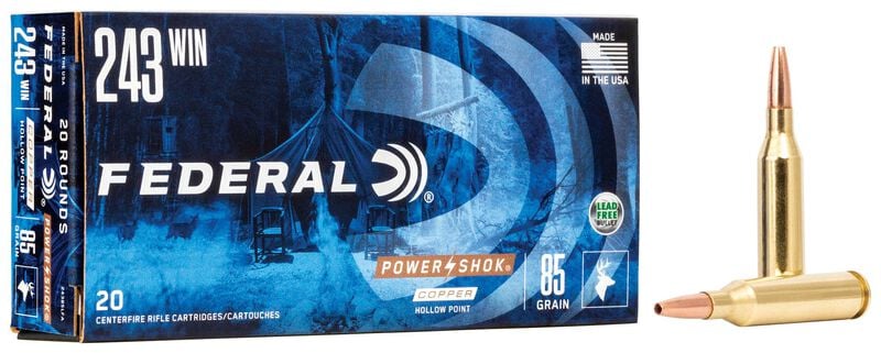 Купить Патрон для нарезного оружия FEDERAL (.243 Win.) POWER-SHOK COPPER (CHP)(85grs)(5,51г) в Алматы | Казахстан | Корган Центр
