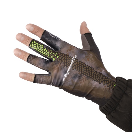Перчатки для рыбалки летние Aquatic UPF50+ (цвет: carp camo bronze, размер S/M) — технические характеристики, материалы и назначение | KORGAN