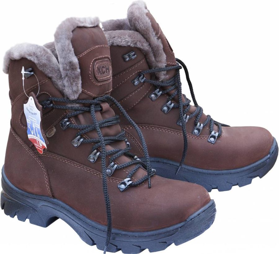 Ботинки зимние ХСН Травэл VIP (нубук) (коричневый) (натур. мех) — обувь, стельки и уход за обувью | KORGAN.KZ