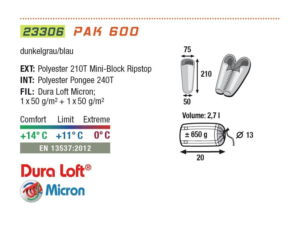 Спальный мешок HIGH PEAK Мод. PAK 1000 — купить Алматы Korgan.kz