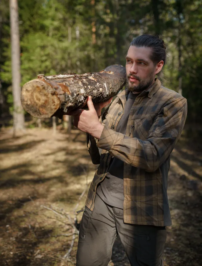 Рубашка мужская "Freedom". Ткань фланель (60% хлокпок/40% полиэстер 180 г.кв.м.). Peach. Темная олива — одежда для охоты, рыбалки, туризма и города | KORGAN.KZ