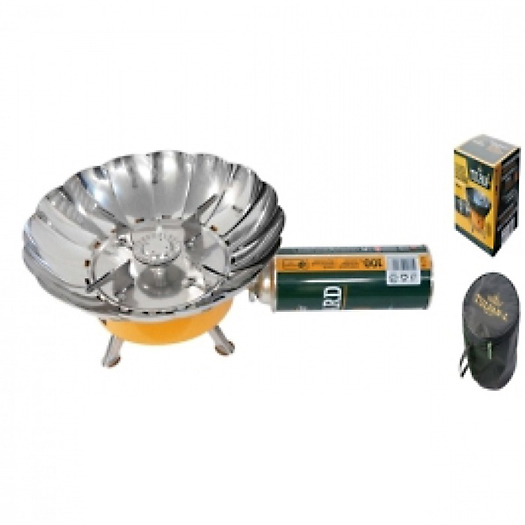 Плита газовая портативная HELIOS с ветрозащитой Мод. TULPAN-L TM-450 — туристическая газовая плитка или лампа в Алматы