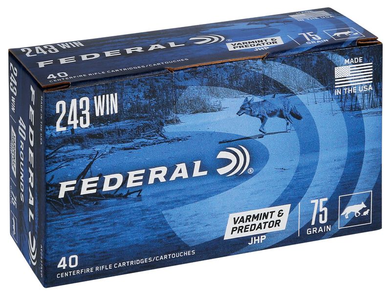 Купить Патрон для нарезного оружия FEDERAL AE (.243 Win.) VARMINT & PREDATOR (JHP)(75grs)(4,86г) в Алматы | Казахстан | Корган Центр
