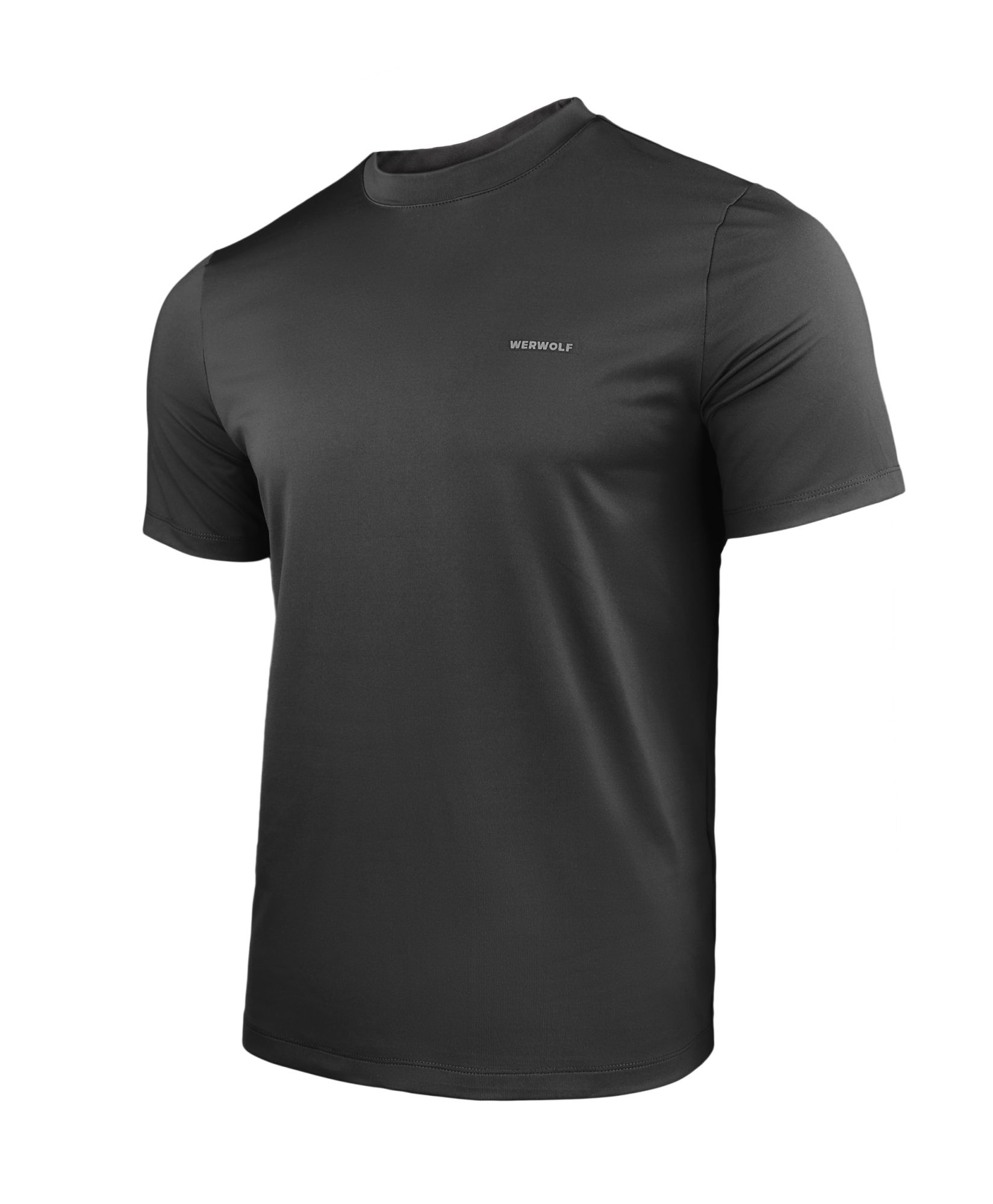 Футболка мужская с коротким рукавом. Трикотаж (86% полиэстер, 14% эластан, 170 г./кв.м). MICAX. Черный — одежда для охоты, рыбалки, туризма и города | KORGAN.KZ