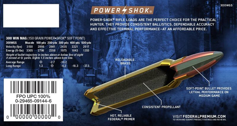 Купить Патрон для нарезного оружия FEDERAL (.300 Win.Mag.) POWER-SHOK (SP)(150grs)(9,72г) в Алматы | Казахстан | Корган Центр