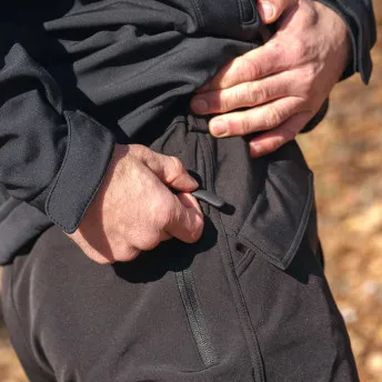 Брюки мужские "Ranger". Ткань софт-шелл на флисе (95%полиэстер/5%эластан). Мембрана 10000мм/10000 г/м2/24 часа.WR. Черный — брюки и шорты для охоты, рыбалки и туризма | KORGAN.KZ