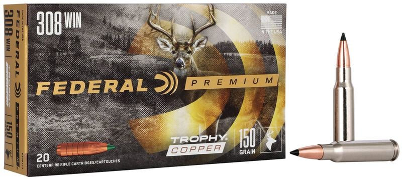 Купить Патрон для нарезного оружия FEDERAL P (.308 Win.) TROPHY COPPER (TC)(150grs)(9,72г) в Алматы | Казахстан | Корган Центр