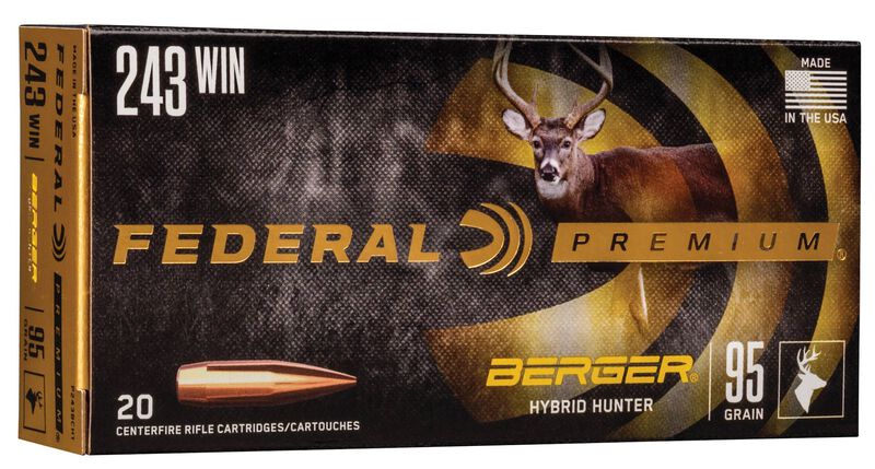 Купить Патрон для нарезного оружия FEDERAL P (.243 Win.) BERGER HYBRID HUNTER (BHH)(95grs)(6,16г) в Алматы | Казахстан | Корган Центр