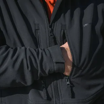 Куртка мужская "Extreme". Ткань софт-шелл на флисе (88%нейлон/12%эластан). Мембрана 10000мм/10000 г/м2/24 часа.Teflon. Черный — куртки, жилеты, маскировочные костюмы, одежда для рыбалки и охоты | KORGAN Казахстан