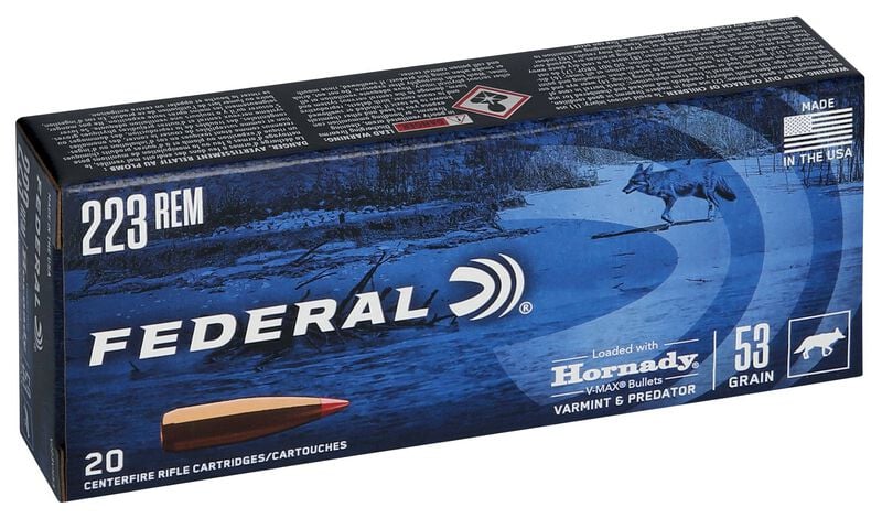 Купить Патрон для нарезного оружия FEDERAL (.223 Rem.) VARMINT & PREDATOR (Hornady V-MAX)(53grs)(3,43г) в Алматы | Казахстан | Корган Центр