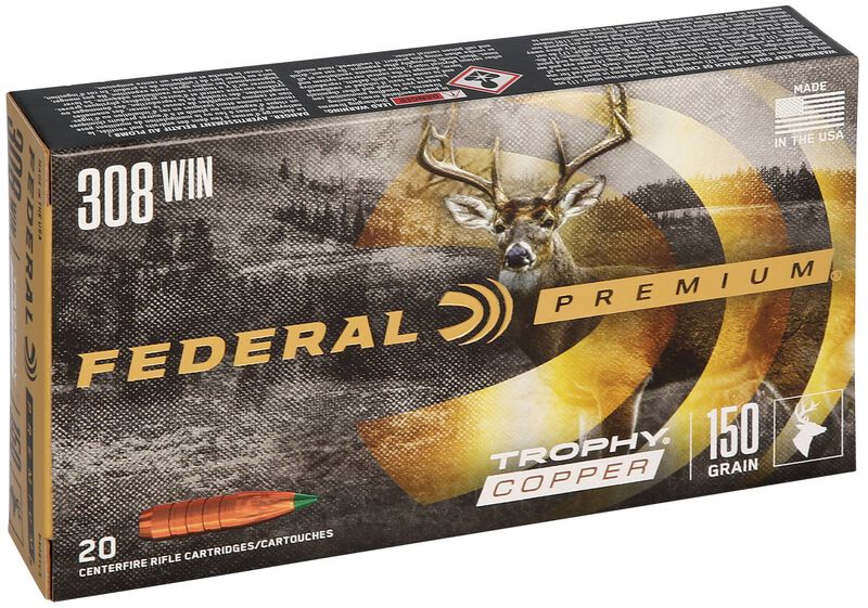 Купить Патрон для нарезного оружия FEDERAL P (.308 Win.) TROPHY COPPER (TC)(150grs)(9,72г) в Алматы | Казахстан | Корган Центр
