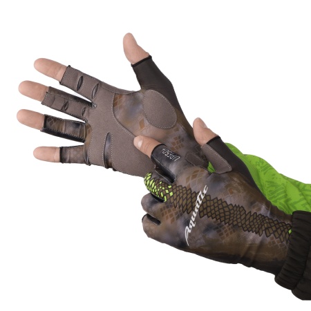 Перчатки для рыбалки летние Aquatic UPF50+ (цвет: carp camo bronze, размер L/XL) — технические характеристики, материалы и назначение | KORGAN