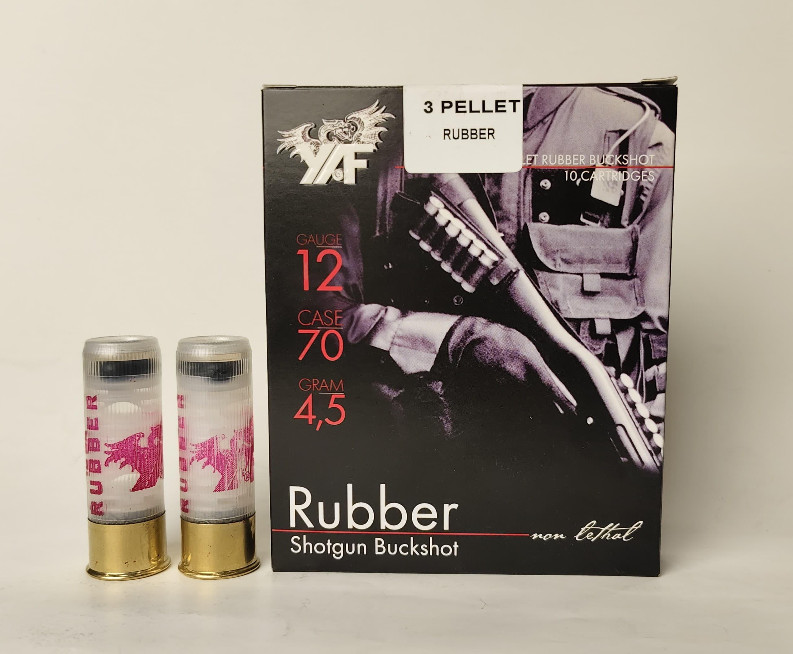  Патрон для гладкоствольного оружия Y.A.F.-Rubber-Ball-3 (12/70)(1,51г)(3 резиновых шара Ø8,6мм) в Алматы | Казахстан | Корган Центр | KORGAN