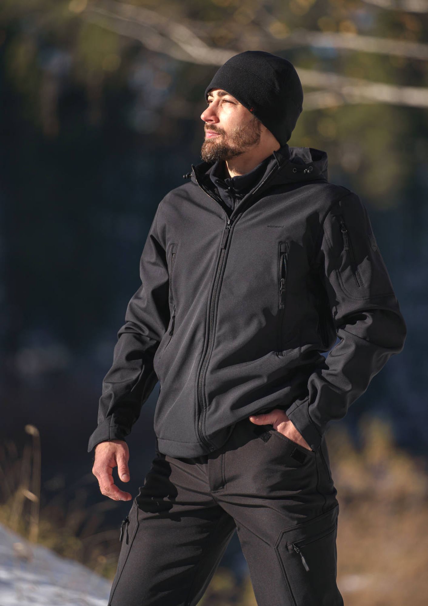 Куртка мужская "Ranger". Ткань софт-шелл на флисе (95%полиэстер/5%эластан). Мембрана 10000мм/10000 г/м2/24 часа. WR.Черный — куртки, жилеты, маскировочные костюмы, одежда для рыбалки и охоты | KORGAN Казахстан