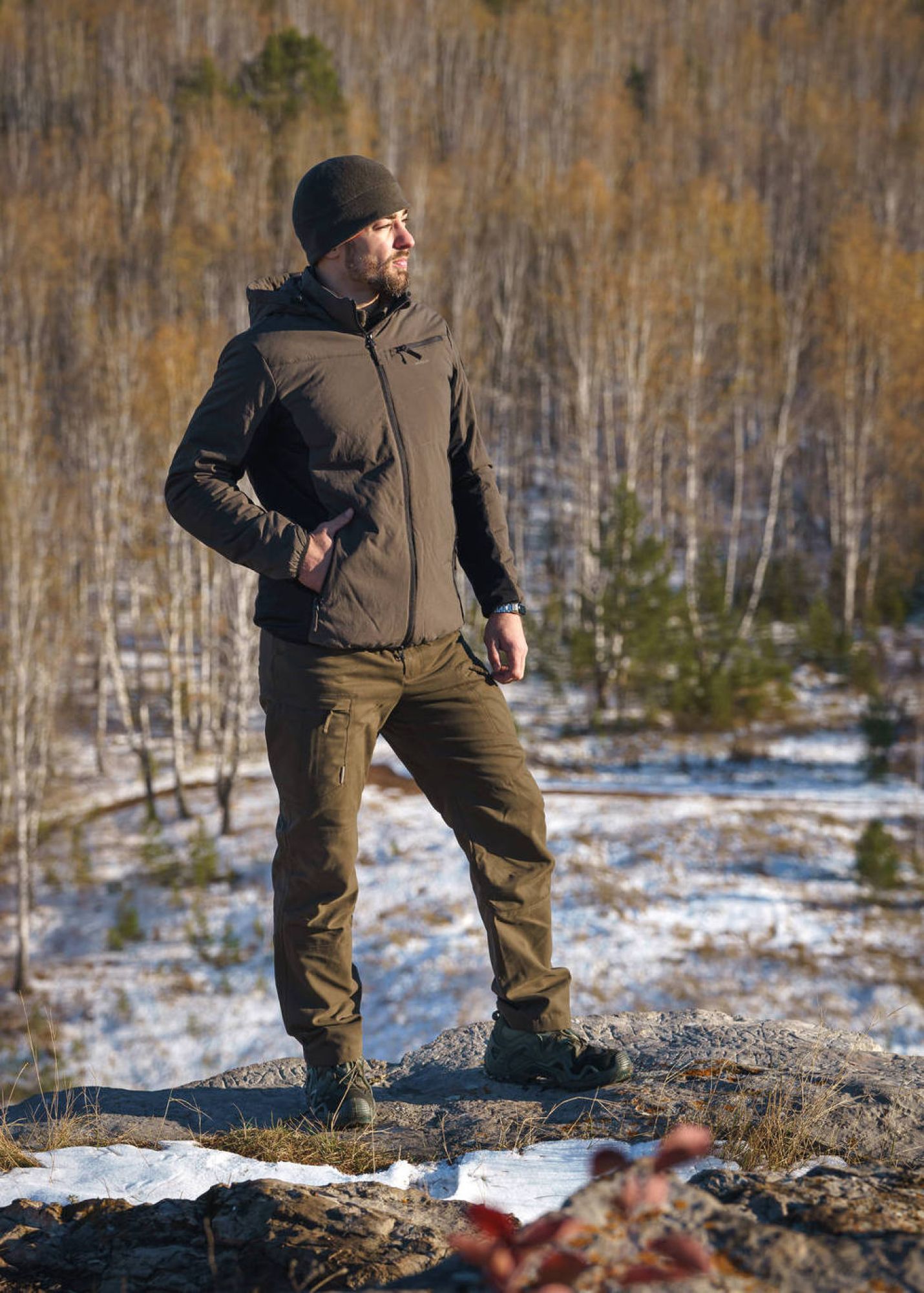 Брюки мужские"Expert" утепленные на микрофлисе. Ткань смесовая канвас (60% хлопок/40%полиэстер). Peach, WR. Табак — брюки и шорты для охоты, рыбалки и туризма | KORGAN.KZ